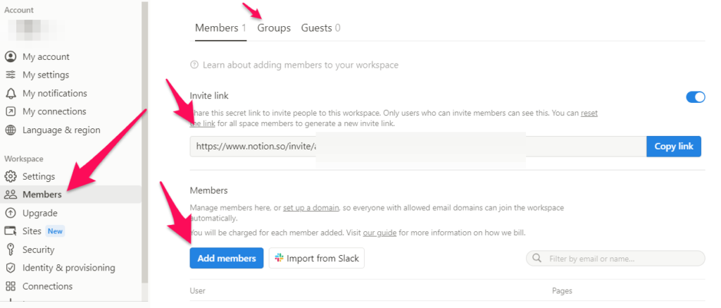 gestionando espacios de trabajo en Notion para compartir contenido